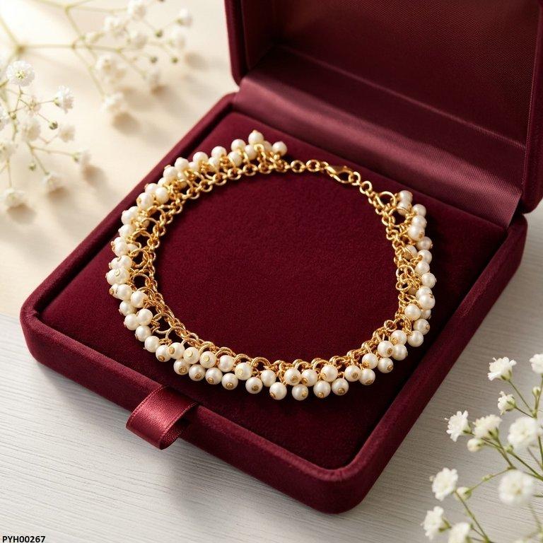 PYH00267 FRN Round Pearl Drop Anklet Single - PYH