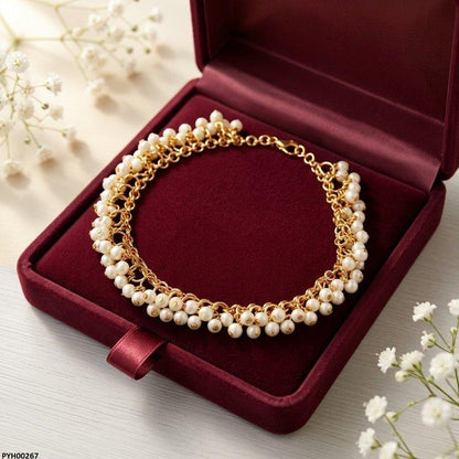 PYH00267 FRN Round Pearl Drop Anklet Single - PYH