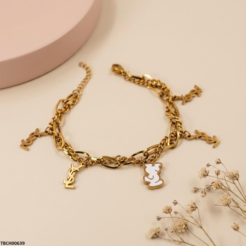 TBCH00639 BHS Link Double Chain Stainless Steel Bracelet - TBCH