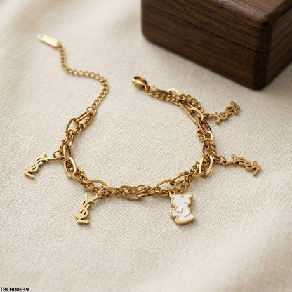 TBCH00639 BHS Link Double Chain Stainless Steel Bracelet - TBCH