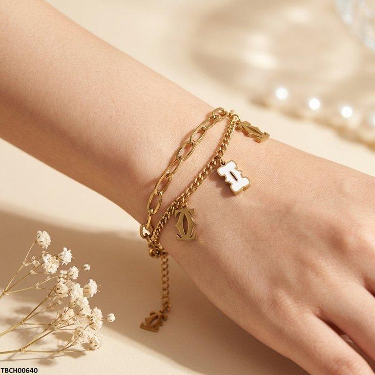 TBCH00640 BHS Link Double Chain Stainless Steel Bracelet - TBCH