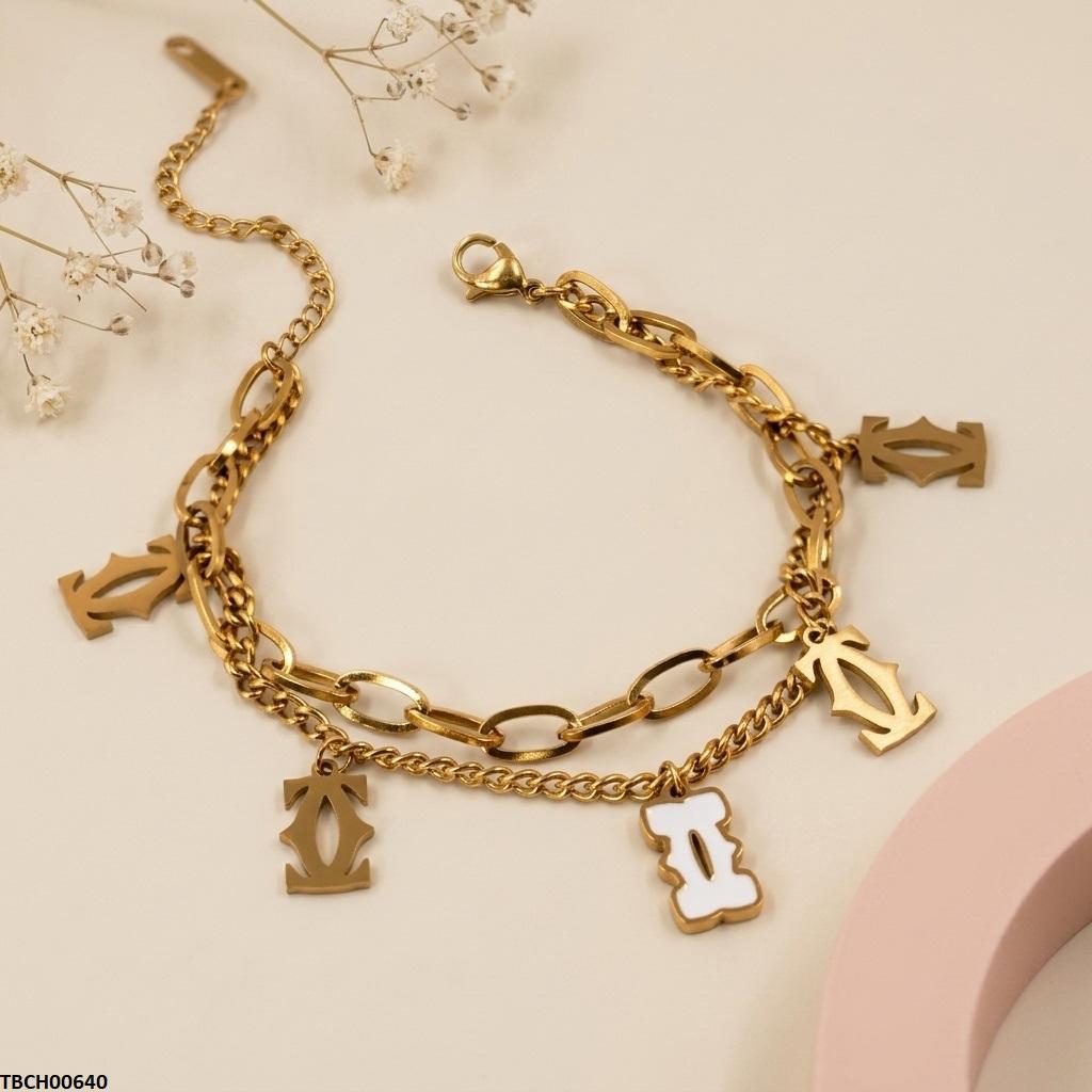 TBCH00640 BHS Link Double Chain Stainless Steel Bracelet - TBCH