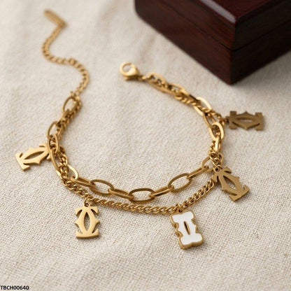 TBCH00640 BHS Link Double Chain Stainless Steel Bracelet - TBCH