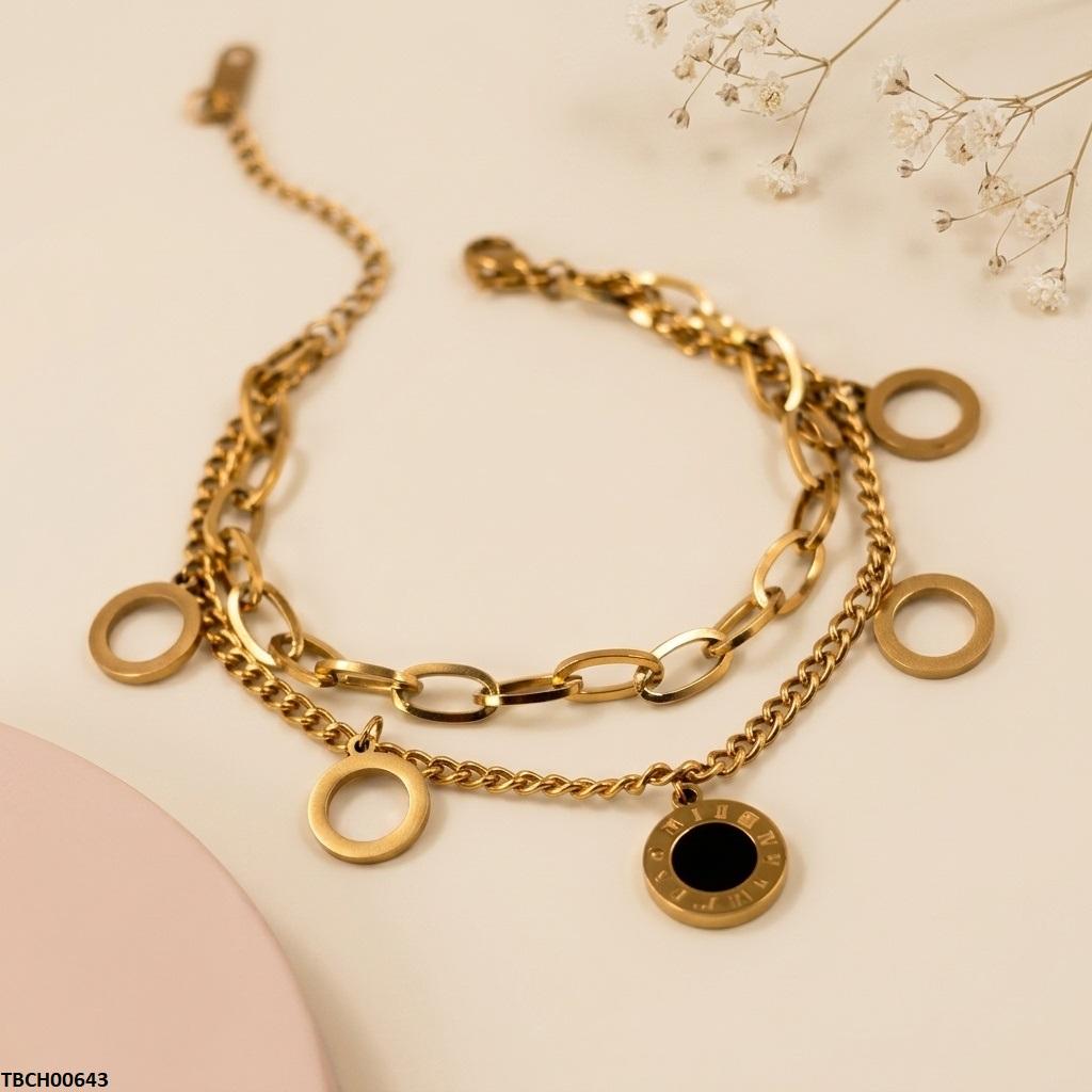 TBCH00643 BHS Round Double Link Chain Stainless Steel Bracelet - TBCH