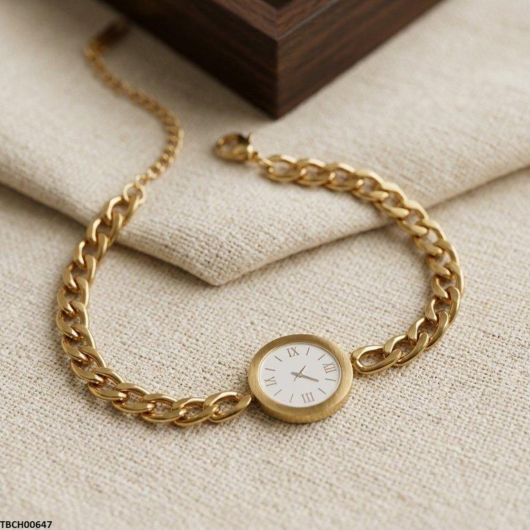 TBCH00647 BHS Round Watch Design Stainless Steel Bracelet - TBCH