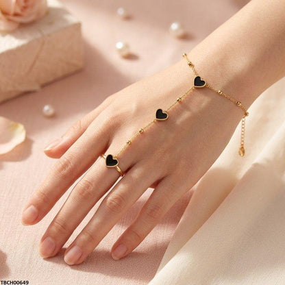 TBCH00649 BHS Stainless Steel Heart Angla Bracelet Adjustable - TBCH