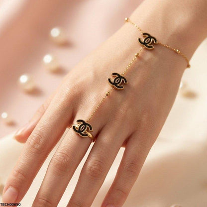 TBCH00650 BHS Stainless Steel Double C-Shap Angla Bracelet Adjustable - TBCH