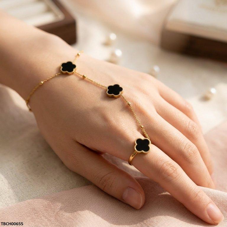 TBCH00655 BHS Stainless Steel Clover Angla Bracelet Adjustable - TBCH