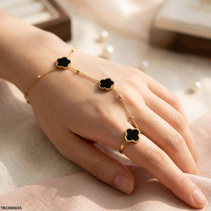 TBCH00655 BHS Stainless Steel Clover Angla Bracelet Adjustable - TBCH