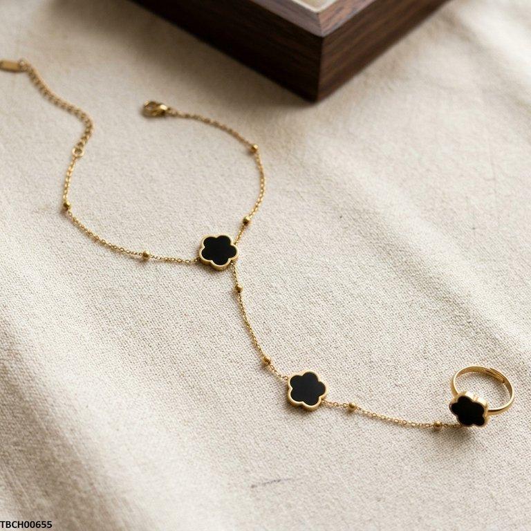 TBCH00655 BHS Stainless Steel Clover Angla Bracelet Adjustable - TBCH
