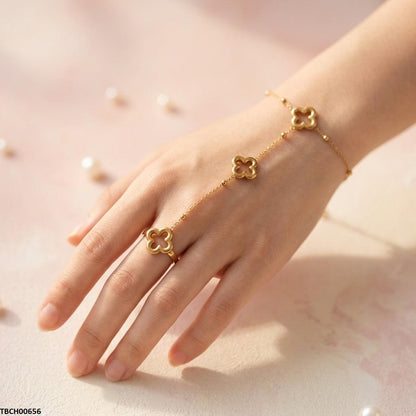 TBCH00656 BHS Stainless Steel Clover Angla Bracelet Adjustable - TBCH