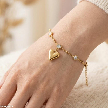 TBCH00677 MSJ Heart Stone Stainless Steel Bracelet Adjustable - TBCH