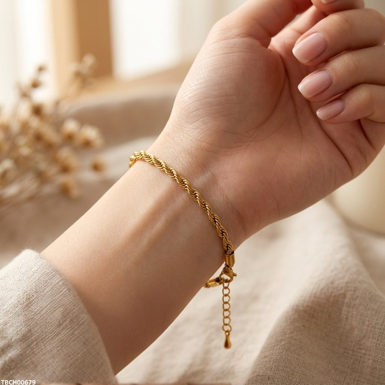 TBCH00679 MSJ Rope Chain Stainless Steel Bracelet Adjustable - TBCH