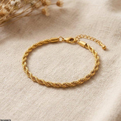 TBCH00679 MSJ Rope Chain Stainless Steel Bracelet Adjustable - TBCH