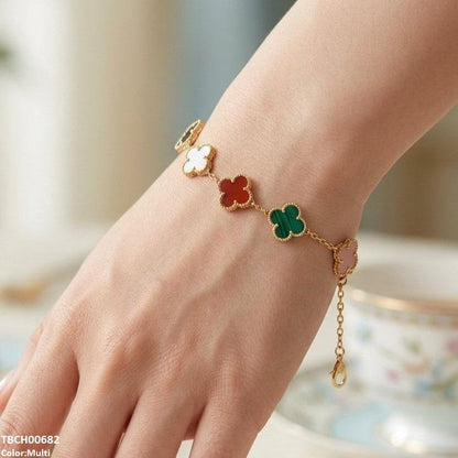 TBCH00682 MSJ Multi Clover Stainless Steel Bracelet Adjustable - TBCH