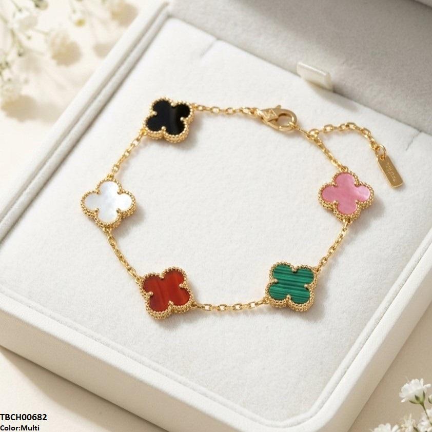 TBCH00682 MSJ Multi Clover Stainless Steel Bracelet Adjustable - TBCH