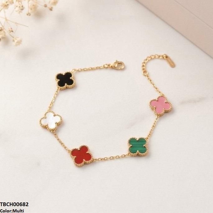TBCH00682 MSJ Multi Clover Stainless Steel Bracelet Adjustable - TBCH
