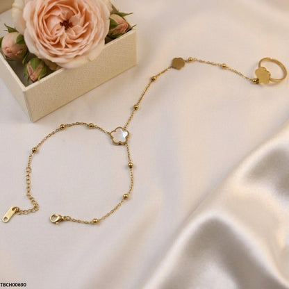 TBCH00690 TNR Stainless Steel Flower Angla Bracelet Adjustable - TBCH