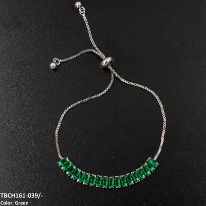 TBCH161 WKO Baguette Cut Tennis Hand Bracelet Adjustable