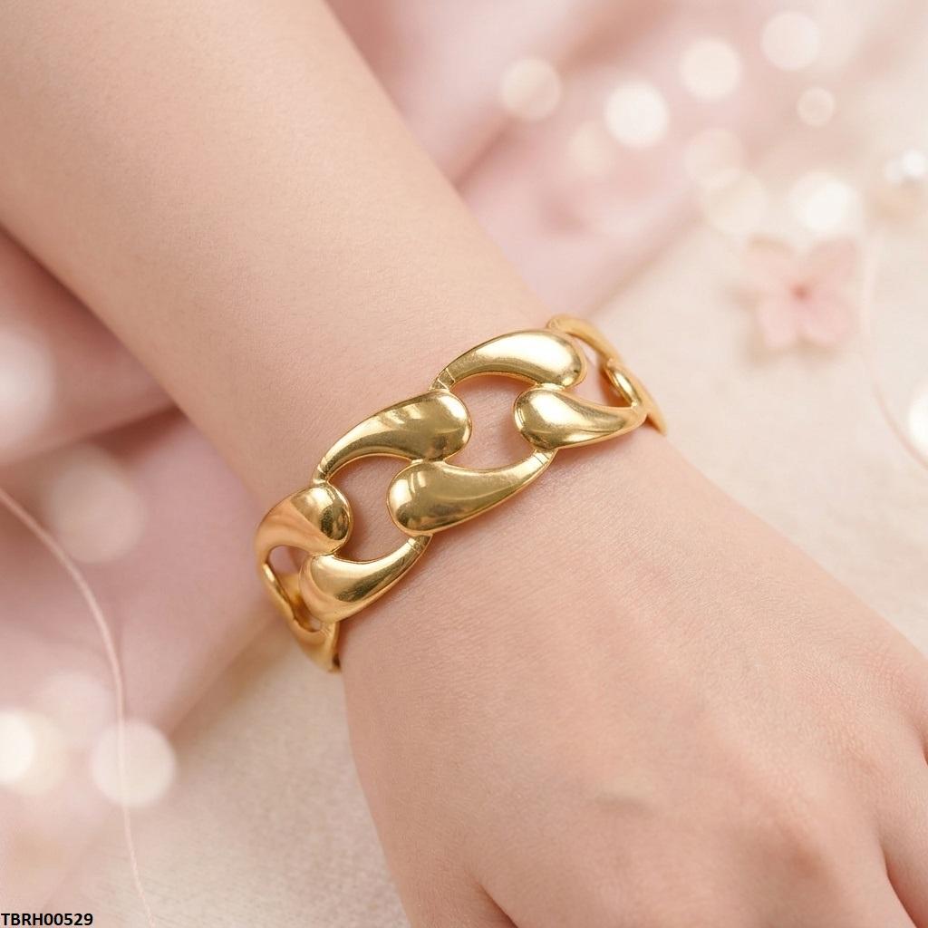 TBRH00529 HLN Wave Cuff Stainless Steel Bracelet Adjustable - TBRH