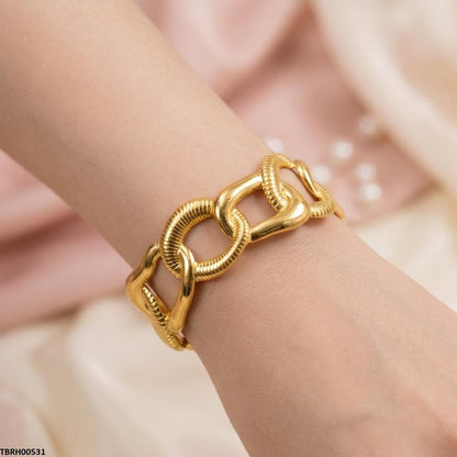 TBRH00531 HLN Chain Link Cuff Stainless Steel Bracelet Adjustable - TBRH