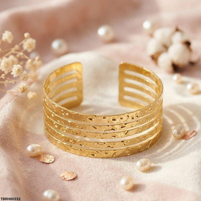 TBRH00532 HLN Textured Cuff Stainless Steel Bracelet Adjustable - TBRH