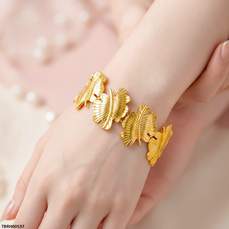 TBRH00537 HLN Monstera Leaf Cuff Stainless Steel Bracelet Adjustable - TBRH