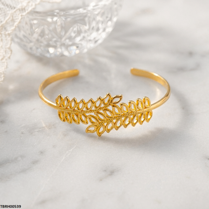 TBRH00539 HLN Double Leaf Cuff Stainless Steel Bracelet Adjustable - TBRH