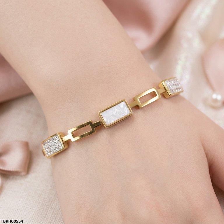 TBRH00554  BHS Rectangle Stone Stainless Steel Bracelet Adjustable - TBRH