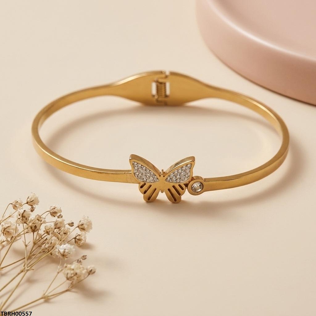 TBRH00557 BHS Butterfly Stone Stainless Steel Bracelet Adjustable - TBRH