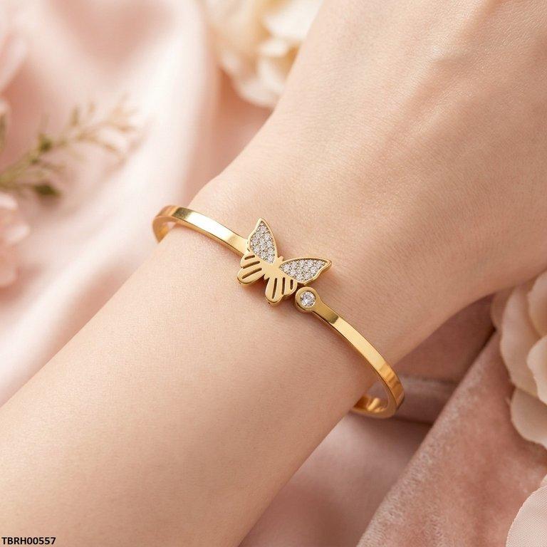 TBRH00557 BHS Butterfly Stone Stainless Steel Bracelet Adjustable - TBRH