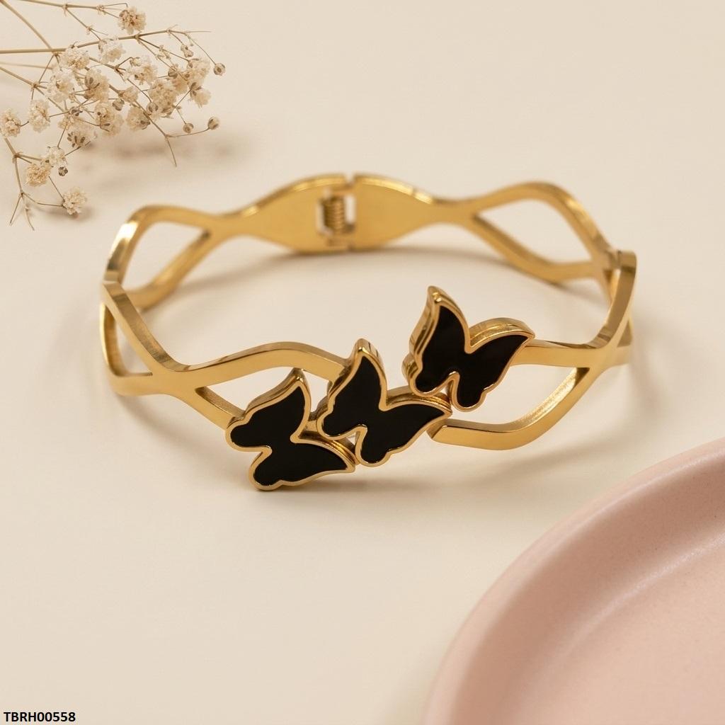 TBRH00558  BHS Triple Butterfly Stainless Steel Bracelet Adjustable - TBRH