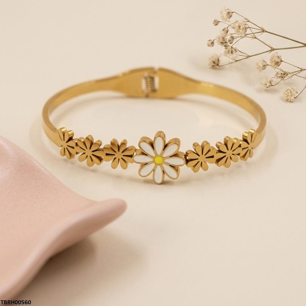 TBRH00560 BHS Round Flower Stainless Steel Bracelet Adjustable - TBRH