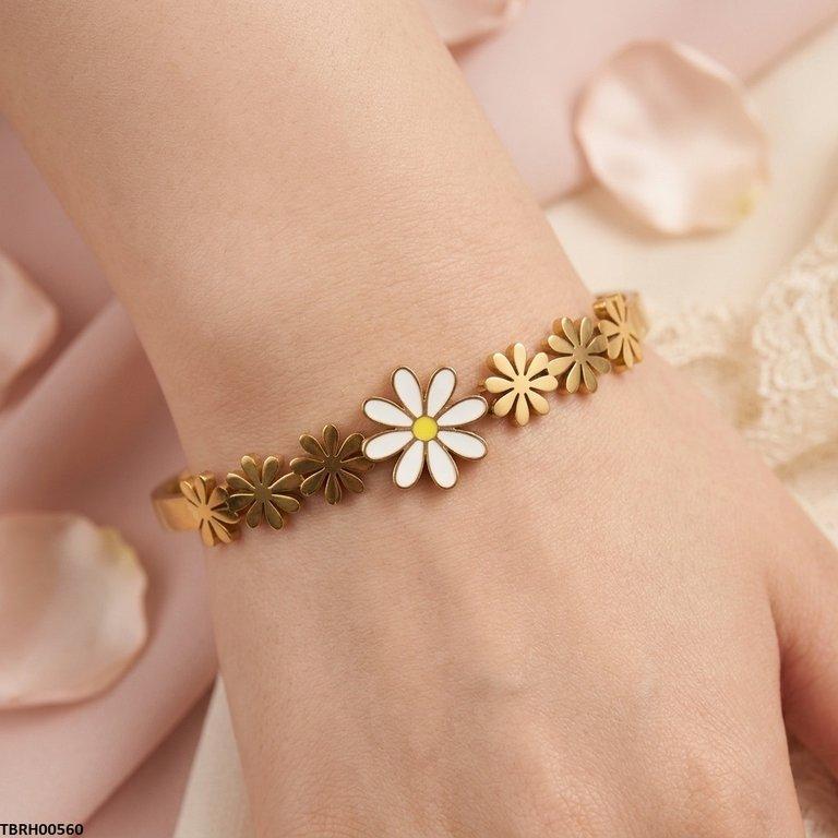 TBRH00560 BHS Round Flower Stainless Steel Bracelet Adjustable - TBRH