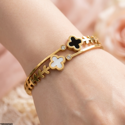 TBRH00569 BHS Clover Leaf Stainless Steel Bracelet Adjustable - TBRH