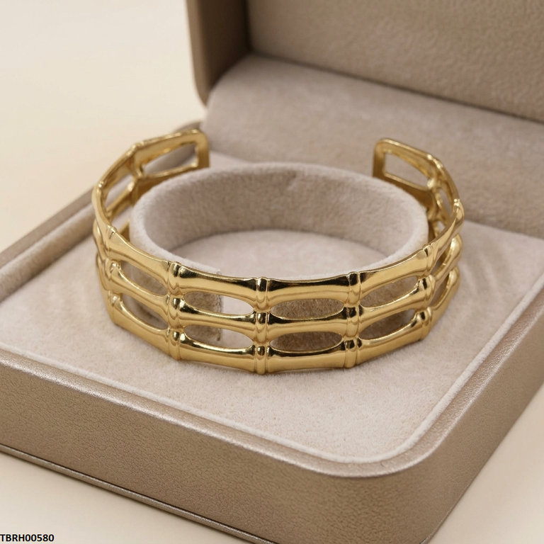 TBRH00580 BHS Multi Layer Link Stainless Steel Cuff Bracelet Adjustable - TBRH