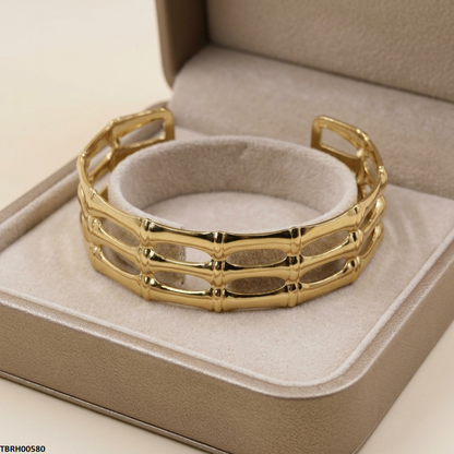 TBRH00580 BHS Multi Layer Link Stainless Steel Cuff Bracelet Adjustable - TBRH