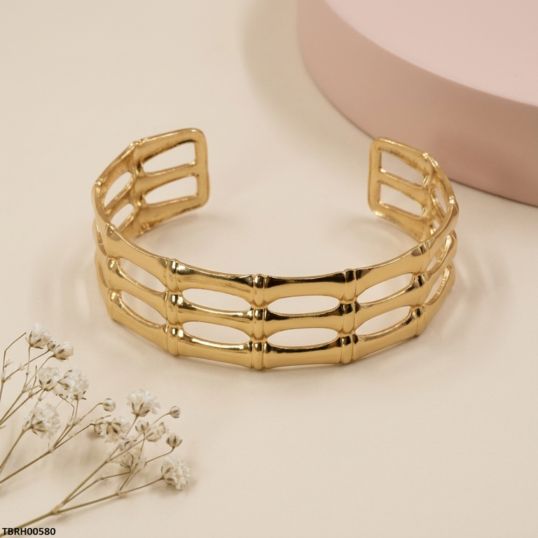 TBRH00580 BHS Multi Layer Link Stainless Steel Cuff Bracelet Adjustable - TBRH