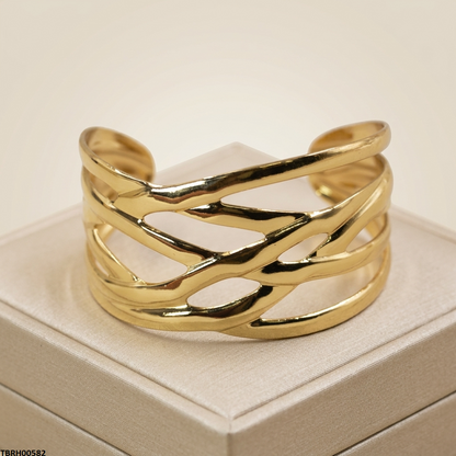TBRH00582 BHS Cross-Over Stainless Steel Cuff Bracelet Adjustable - TBRH