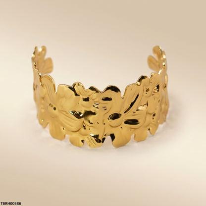 TBRH00586  BHS Flower Stainless Steel Cuff Bracelet Adjustable - TBRH
