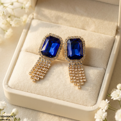 TEDH00476 SDQ Rectangle Layered Drop Earrings - TEDH