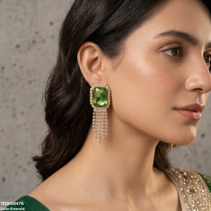 TEDH00476 SDQ Rectangle Layered Drop Earrings - TEDH