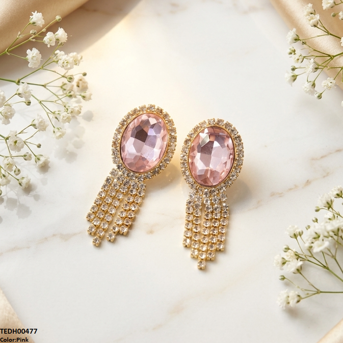 TEDH00477 SDQ Oval Layered Drop Earrings - TEDH