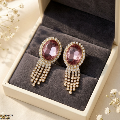 TEDH00477 SDQ Oval Layered Drop Earrings - TEDH