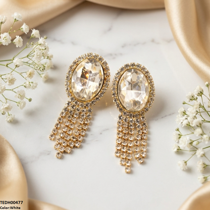 TEDH00477 SDQ Oval Layered Drop Earrings - TEDH