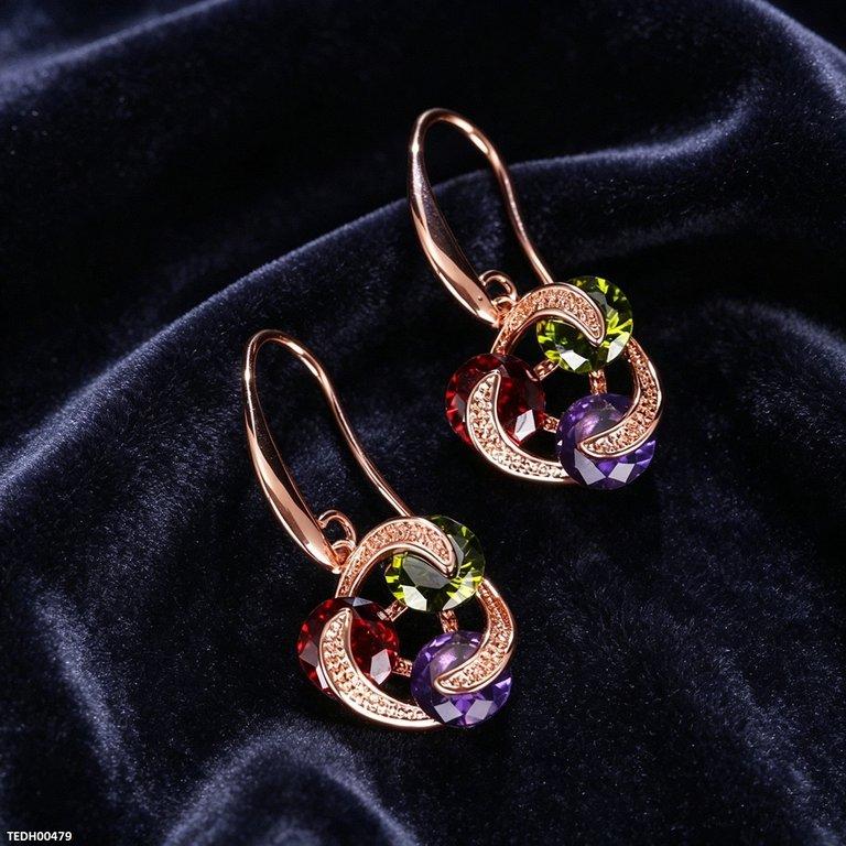 TEDH00479 BYJ Multi Zircon Stone Drop Earrings - TEDH