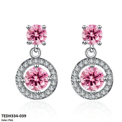 TEDH334 BLX Round Sterling Drop Earrings Pair