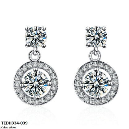 TEDH334 BLX Round Sterling Drop Earrings Pair