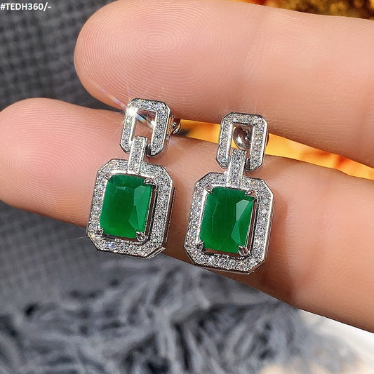 TEDH360 CSH Rectangle Zircon Drop Earrings Pair