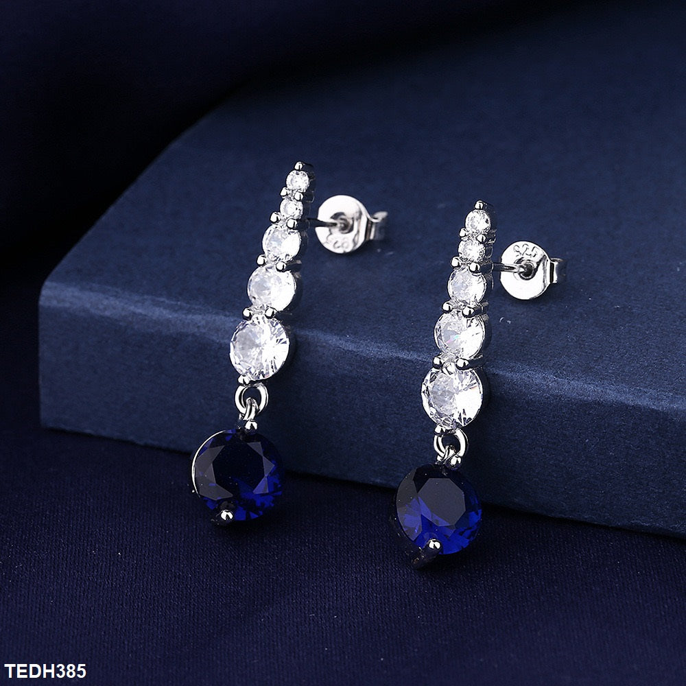 TEDH385 BLX Circle Layered Drop Earrings Pair